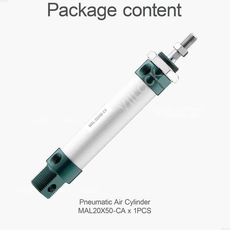 VIILOCK Pneumatic Air Cylinder 20mm Bore 50mm Stroke, Mini Air Cylinder Single Rod Double Action MAL 20 X 50 - Image 5